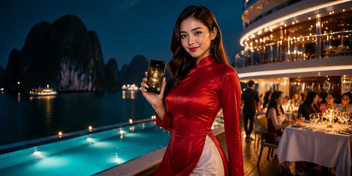 Khung cảnh vịnh Hạ Long với áo dài truyền thống và chương trình hoàn tiền bonus đặc biệt